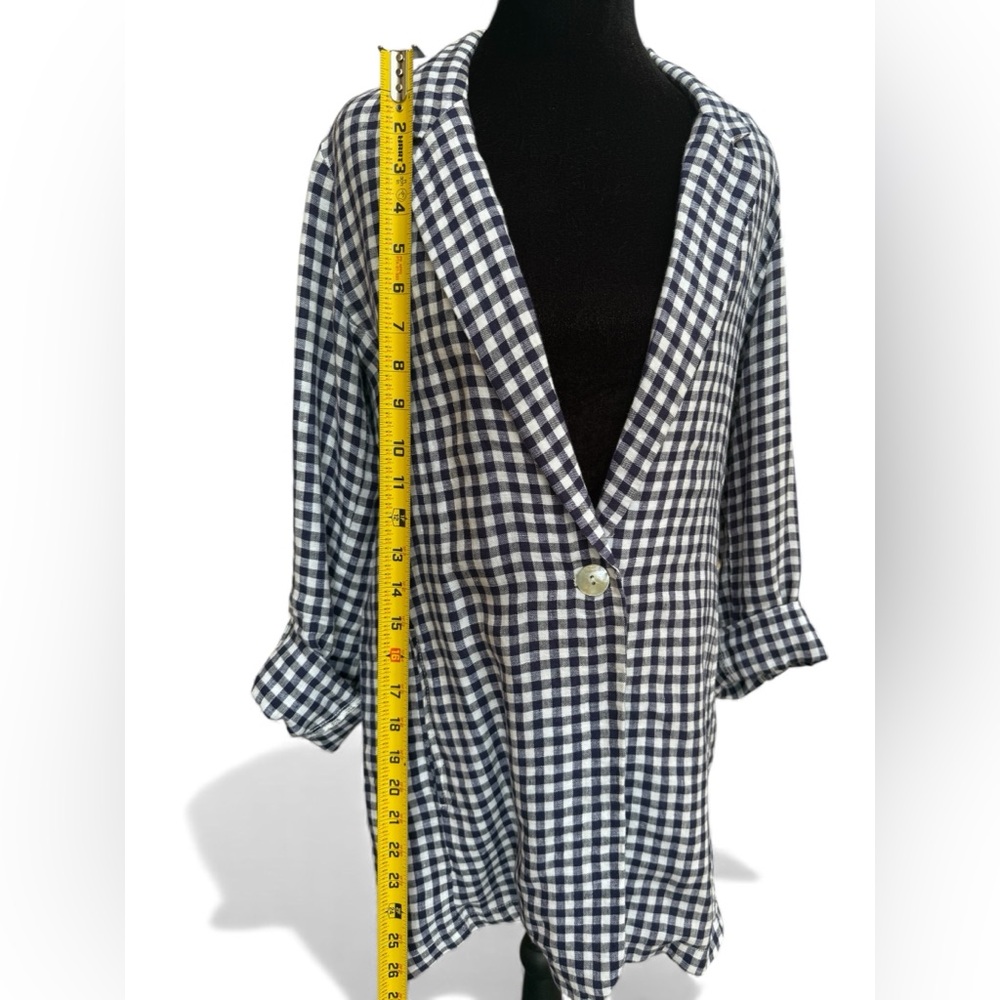 CYNTHIA ROWLEY Linen Checkered Blazer - Picture 4 of 6